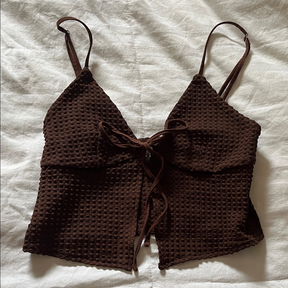 H&M open toe front cropped spaghetti strap top